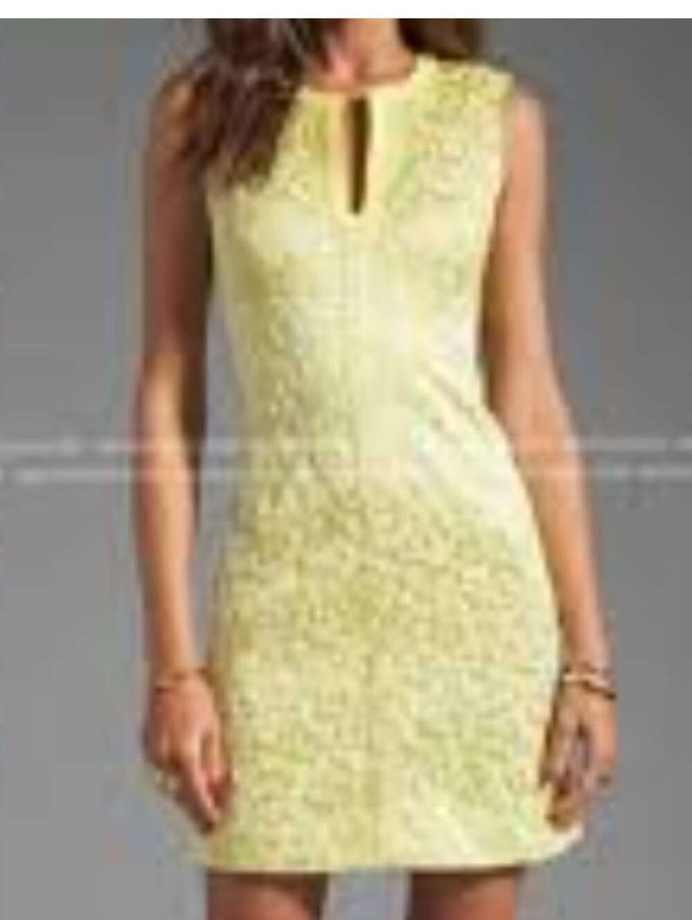 Diane Von Furstenberg Yellow Lace Mini Dress Size 10